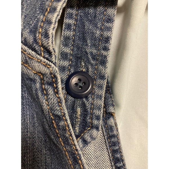 NWT GAP Girls Kids Bib Denim Jean Distressed Overall Shorts Cuffed XL Regular - Picture 5 of 9